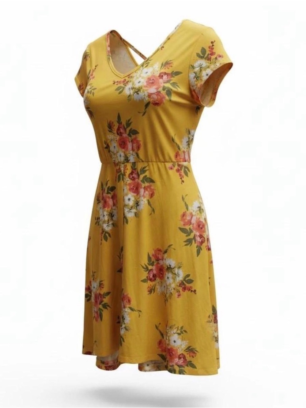 Bobbie Brooks Yellow Floral Midi Dress
